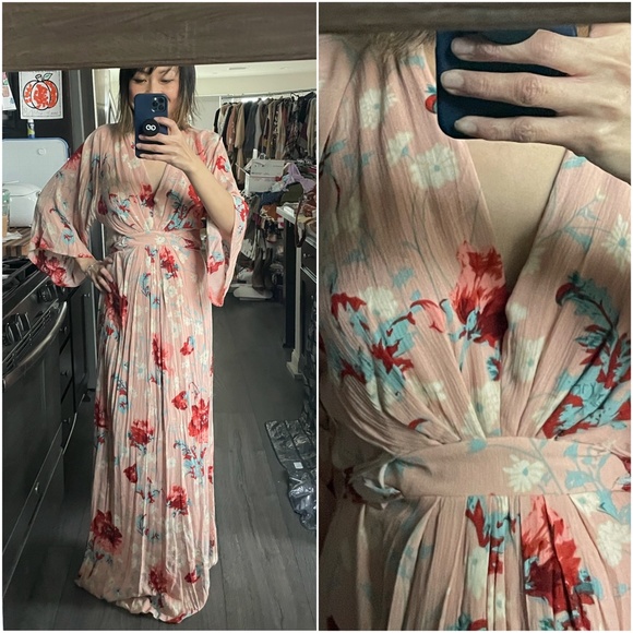 08 Boho Floral Print Kimono Sleeve Maxi Dress - Picture 4 of 4